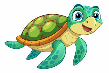 Sea turtle animal cartoon and vector art illustration