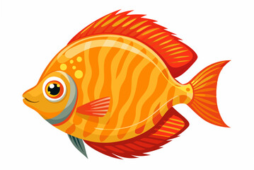  orange discus fish vector illustration