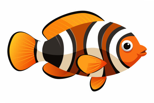 orange clownfish with black and white stripes clip art preview