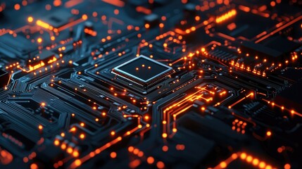 Obraz premium Close-up of a Circuit Board with Illuminated Connectors