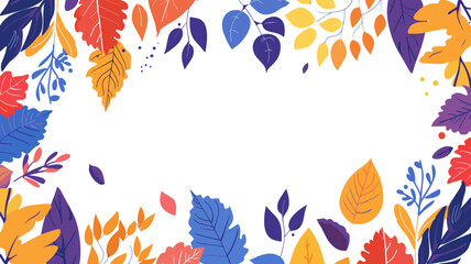 Colorful Leaves theme frame vector doodle art design