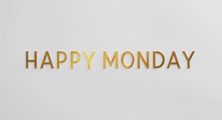 Fototapeta premium happy Monday word lettering gold hue elegant concept on plain white background