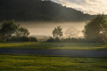 Camping morning view road trip
