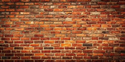 A worn, rustic red brick wall serves as a blank canvas, providing ample copy space for text or graphics on a warm, textured background.