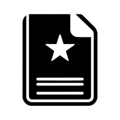 Black silhouette document with star vector icon design