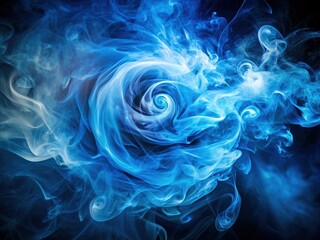 Fototapeta premium Mysterious blue smoke billows and swirls, filling the frame with an otherworldly aura, evoking a sense of powerful, unseen forces at work in the atmosphere.