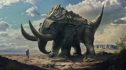 Fototapeta premium A Gigantic Stone Beast in a Desolate Landscape