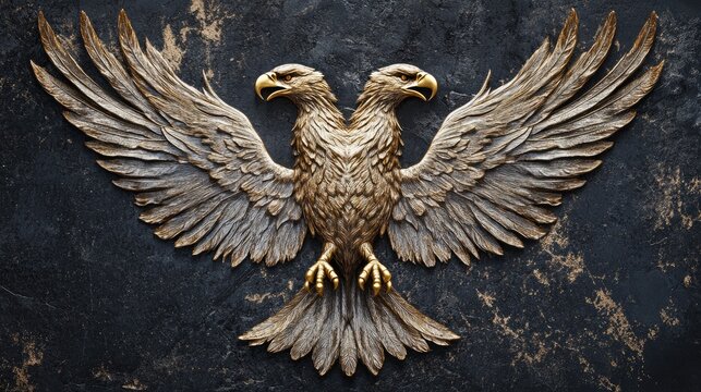 Majestic Two-Headed Eagle Sculpture Art