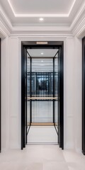 Fototapeta premium Modern Glass Elevator in Elegant Lobby Interior Design
