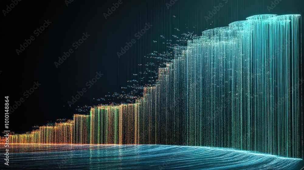 Aufkleber abstract data visualization with colorful lines and waves