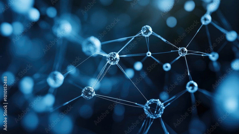 Poster network structure chemical bonds in molecular level of lines and points, dots and connections