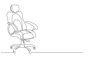 one continuous line drawing of office chair.one line drawing of office director chair.single line armchair icon.isolated white background