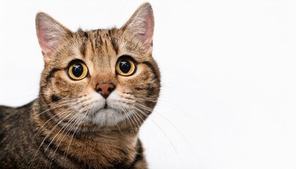 Naklejka premium Detailed portrait of a shorthair cat, perfect for text or design elements in the background