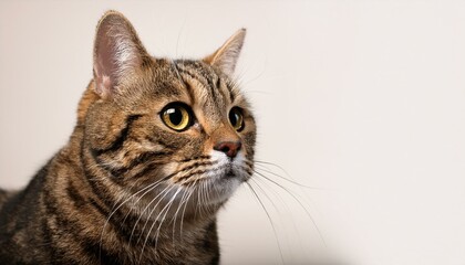 Naklejka premium Detailed portrait of a shorthair cat, perfect for text or design elements in the background