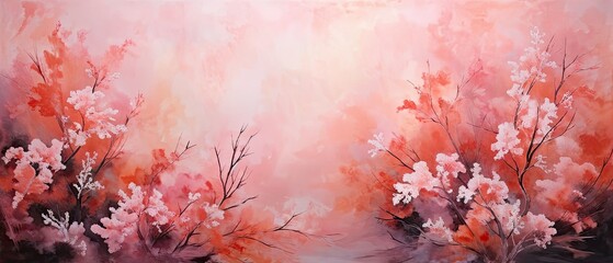 Naklejka premium Pink and Orange Abstract Flowers Painting