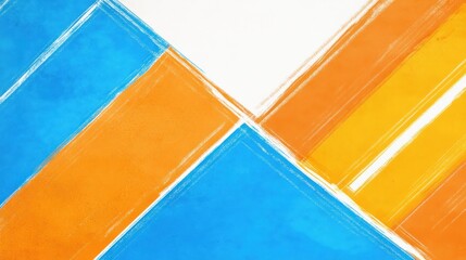 Fototapeta premium Abstract composition featuring vibrant blue, orange, and white geometric shapes.