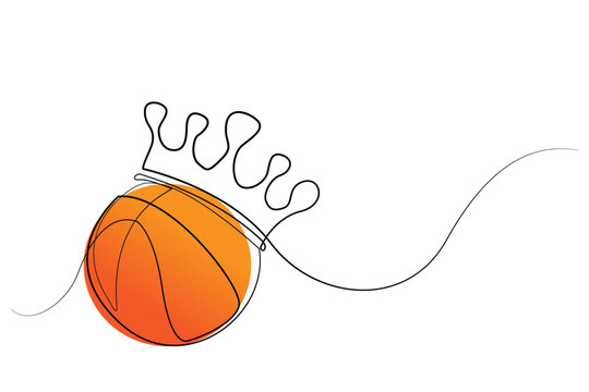 recommend clip art: basketball and crown line vector illustration.one line drawing of basketball and crown.line art of basketball and king crown