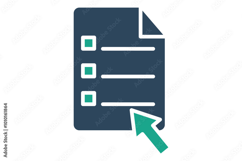 Poster exam icon. solid icon style. paper with pointer. icon related to online course. education elements v