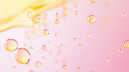Close-up of droplets against a soft gradient background, creating an abstract, artistic effect.