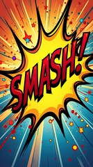 Fototapeta premium Bright and colorful comic book style smash explosion background