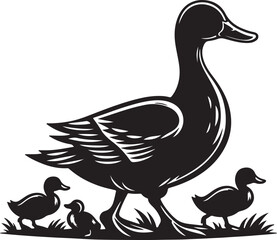 Unique Duck Silhouette Art Illustrations for Creative Projects