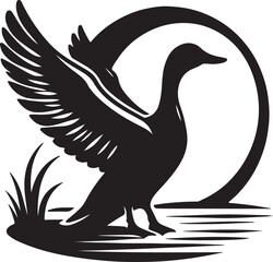 Unique Duck Silhouette Art Illustrations for Creative Projects