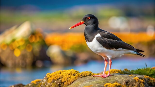 Eurasian oystercatcher on Inchcolm Island with shallow depth of field