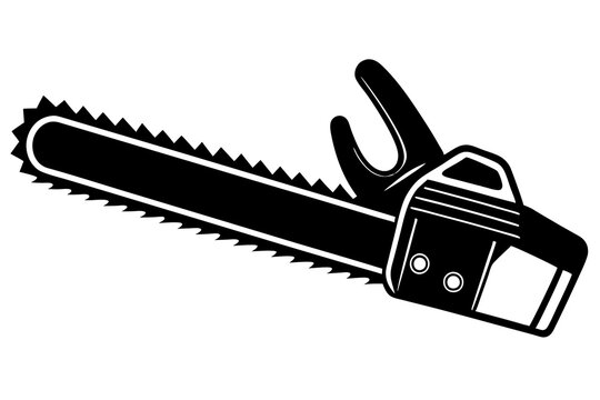 black chainsaw on white background clip art preview