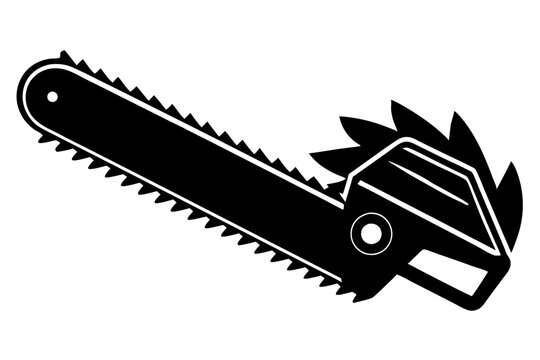 black chainsaw on white background clip art preview