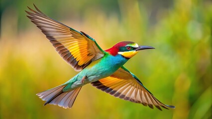 Obraz premium European bee eater flying in natural habitat