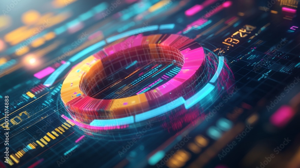 Poster futuristic data visualization with circular diagram