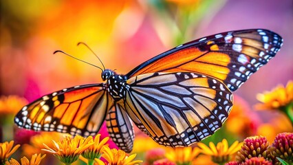 Fototapeta premium Expressionist Monarch butterfly with intricate floral patterns