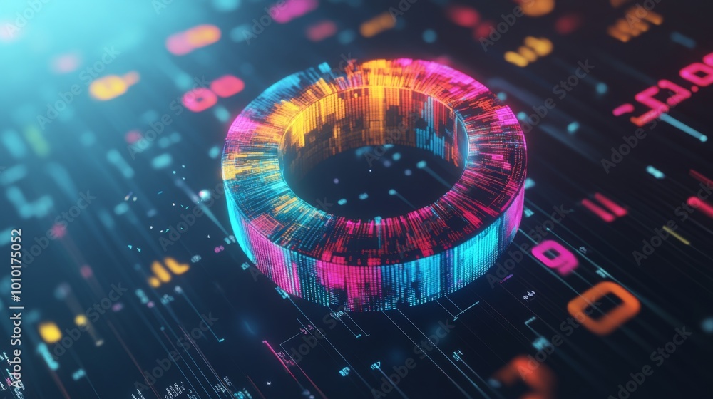 Aufkleber vibrant data flow in abstract 3d shape