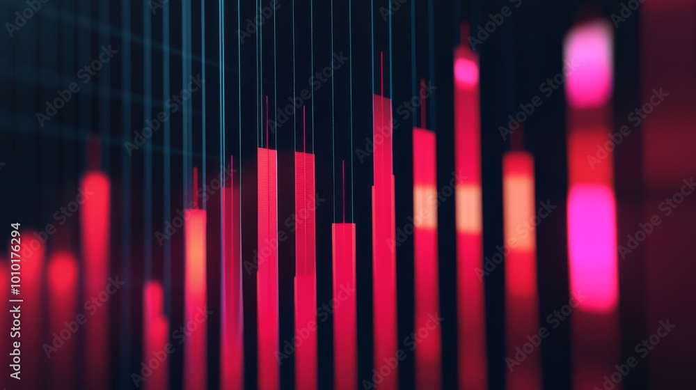 Poster vibrant graph visualization with red and pink elements