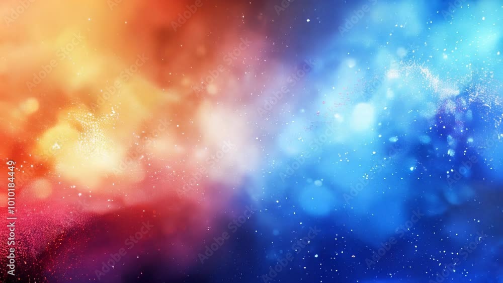 Poster abstract background with a vivid bokeh effect in red and blue hues.