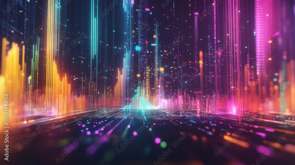 Poster vibrant abstract digital waveform background