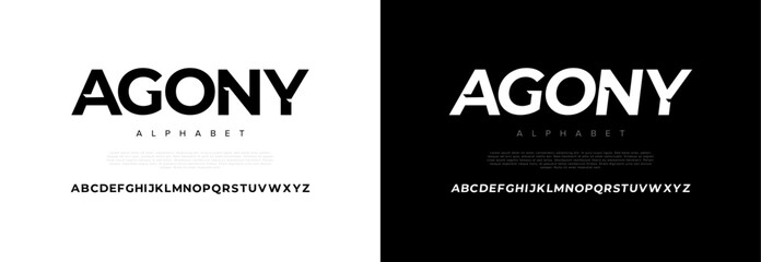 Agony creative modern geometric urban alphabet font. Digital abstract futuristic, game, techno, robot, music, logo, sport, minimal technology typography. Simple numeric vector illustration