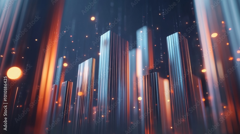 Aufkleber Abstract Light Columns with Floating Particles Background