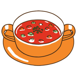 スープカップに入ったトマトスープのベクターイラスト