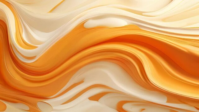 Abstract waves in warm orange and cream tones, flowing and blending smoothly to create a serene and harmonious visual effect.