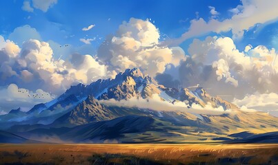 Mountain Landscape With Snow And