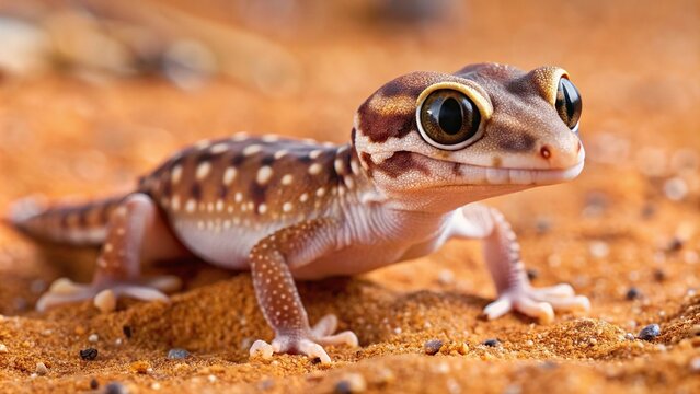 Extreme close-up of a Smooth Knob-tailed Gecko (Nephrurus levis pilbarensis) on sand