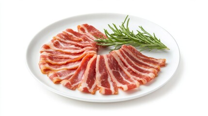 Sliced Meat with Fresh Herb on White Plate