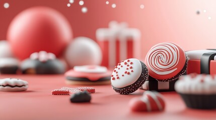 Colorful assorted candies and desserts, setting a festive atmosphere.