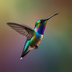 Fototapeta premium a hummingbird is flying in the air with a colorful background.