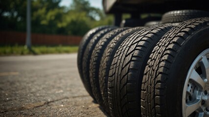 Obraz premium car tire on the road
