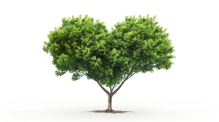 Obraz premium A green tree in the shape of heart isolated on white background