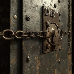 Rusty Metal Door with Chain and Lock