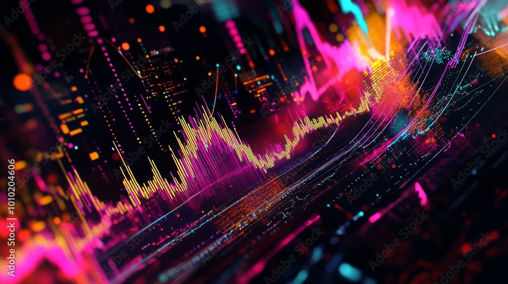 Poster abstract data visualization with colorful graphs