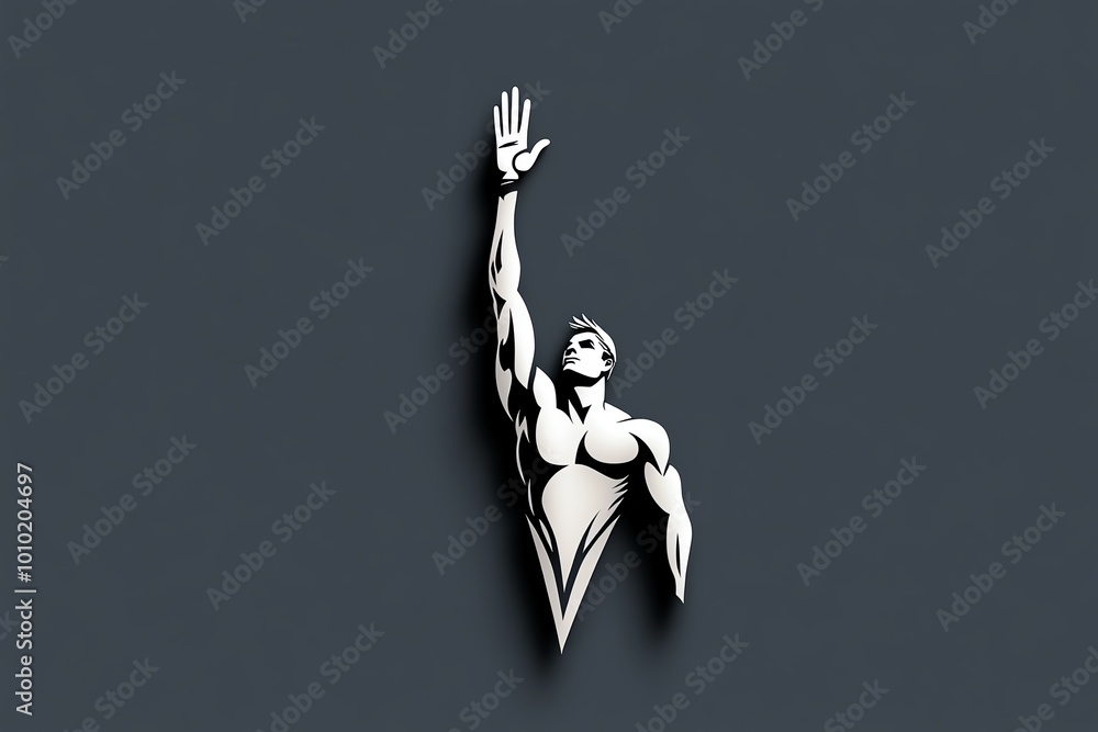Aufkleber abstract minimalist design of a figure raising their hand, using clean lines and geometric shapes to